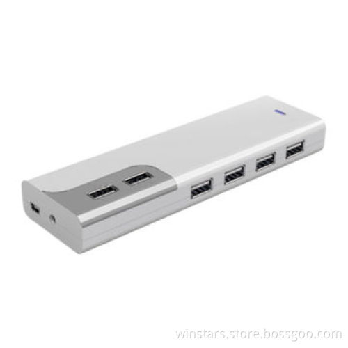 USB2.0 10-port Hub with Power Adapter Hub with Card Reader
